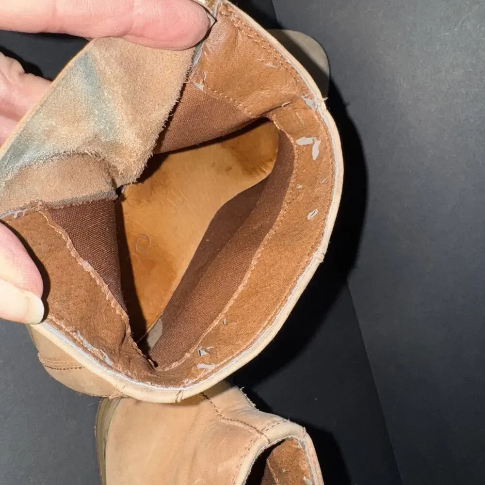 Aldo Booties Tan Leather Zip Up Size‎ 6.5 Boho Hippy Cottagecore